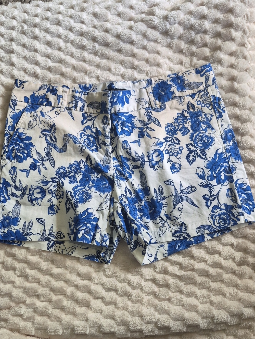 Counterparts White Shorts with Blue Floral Print